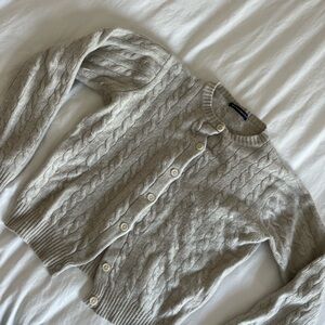 Brandy Melville Light Gray Cable Knit Cardigan